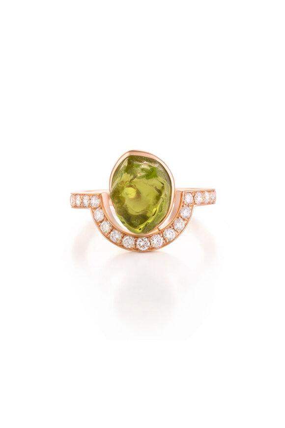 Clara Chehab Irene Green Half Moon Ring