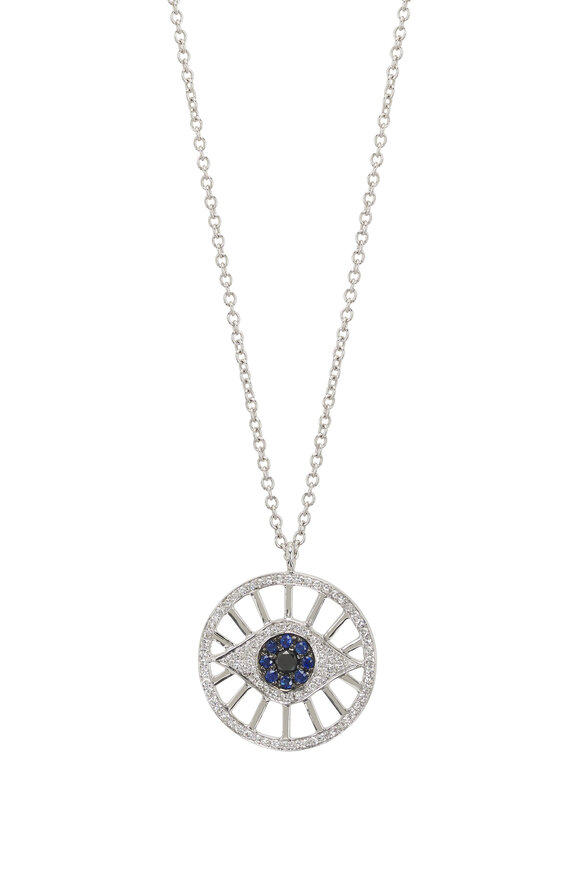 Kai Linz - Diamond & Sapphire Evil Eye Pendant Necklace