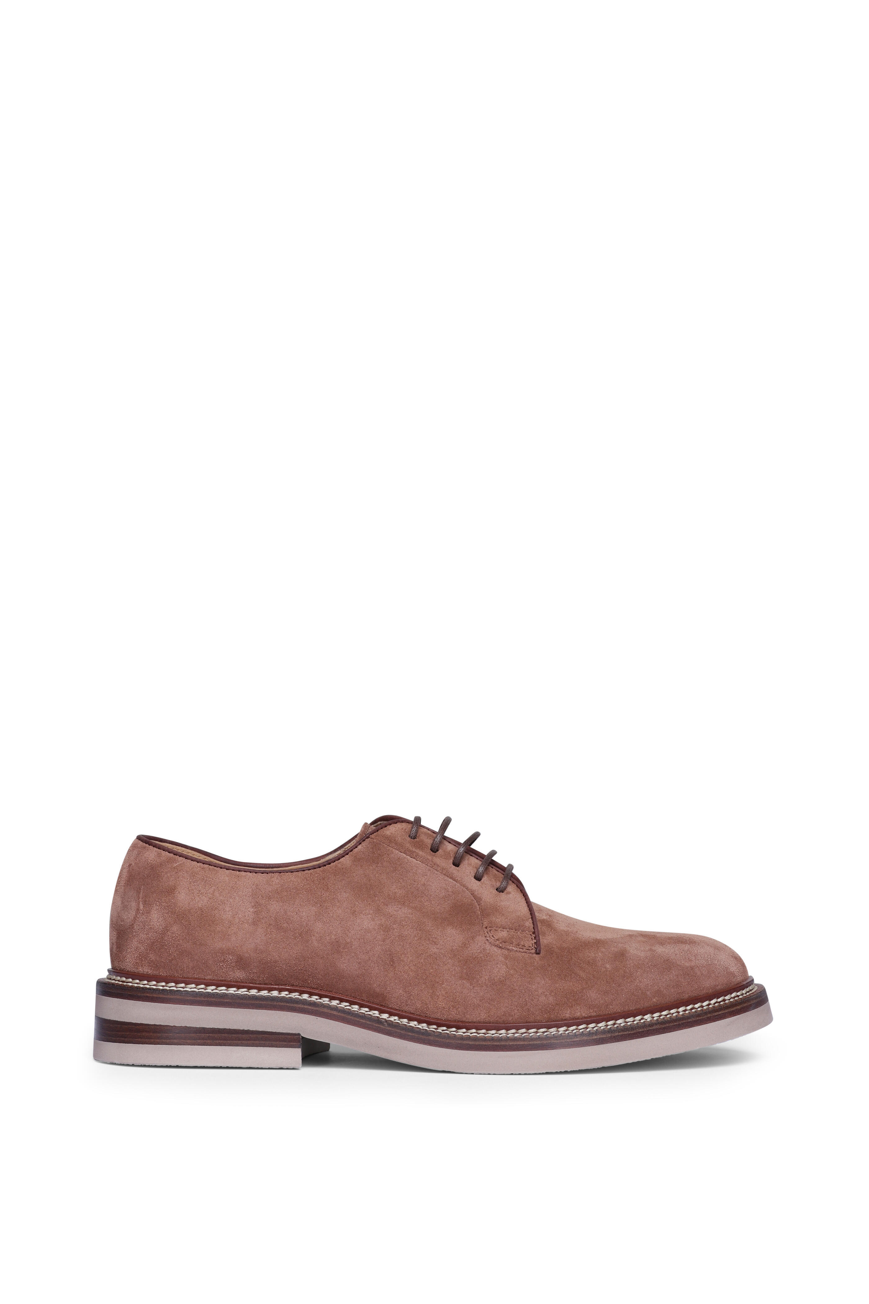 Brunello Cucinelli - Chestnut Suede Derby Lace Up