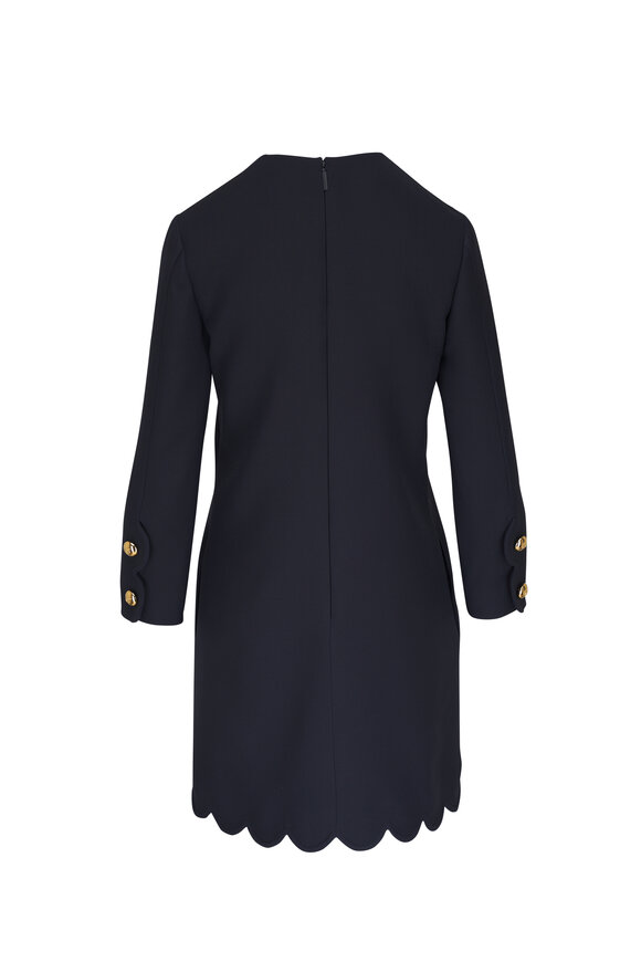 Valentino - Navy Crepe Couture Scalloped Mini Dress 