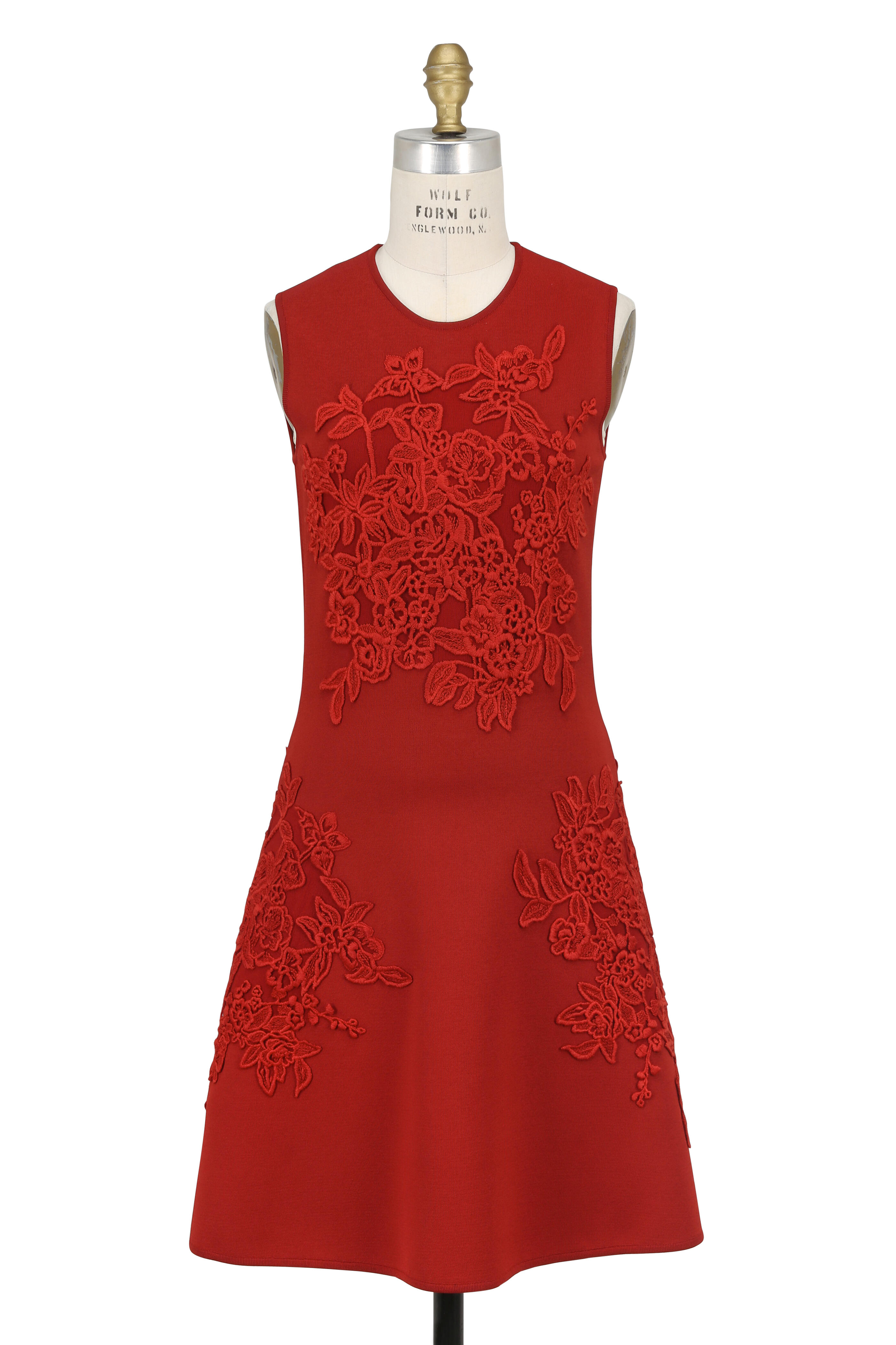 Elie Saab - Cadillac Red Knit Soutache Dress