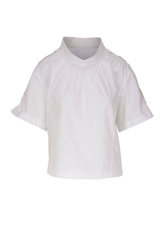 3.1 Phillip Lim - White Stretch Cotton Short Sleeve Top 