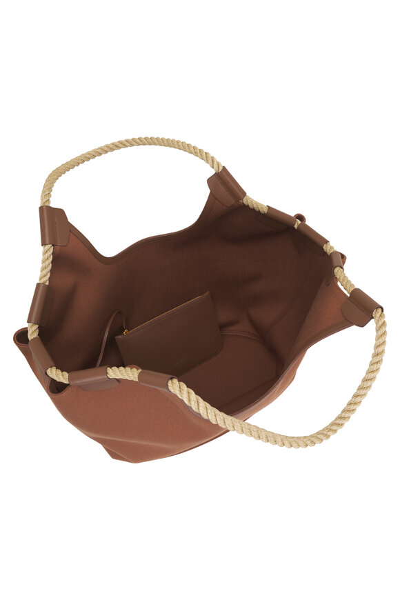 Loro Piana Gioia Vicuna & Dark Vicuna Cotton Shopper Tote - view 5