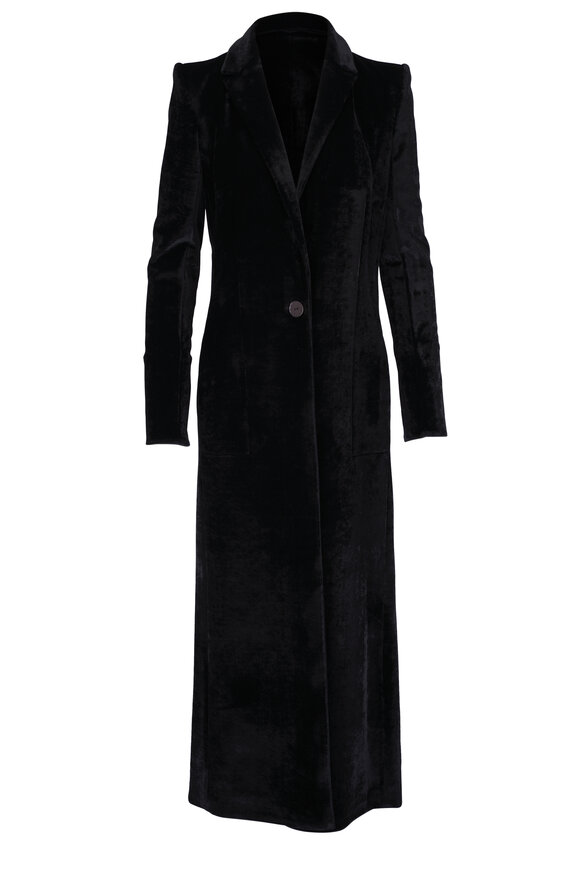 Galvan Sculpted Black Velvet Coat