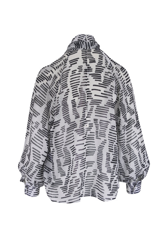 Akris Dance Movements Black & White Silk Blouse - view 3