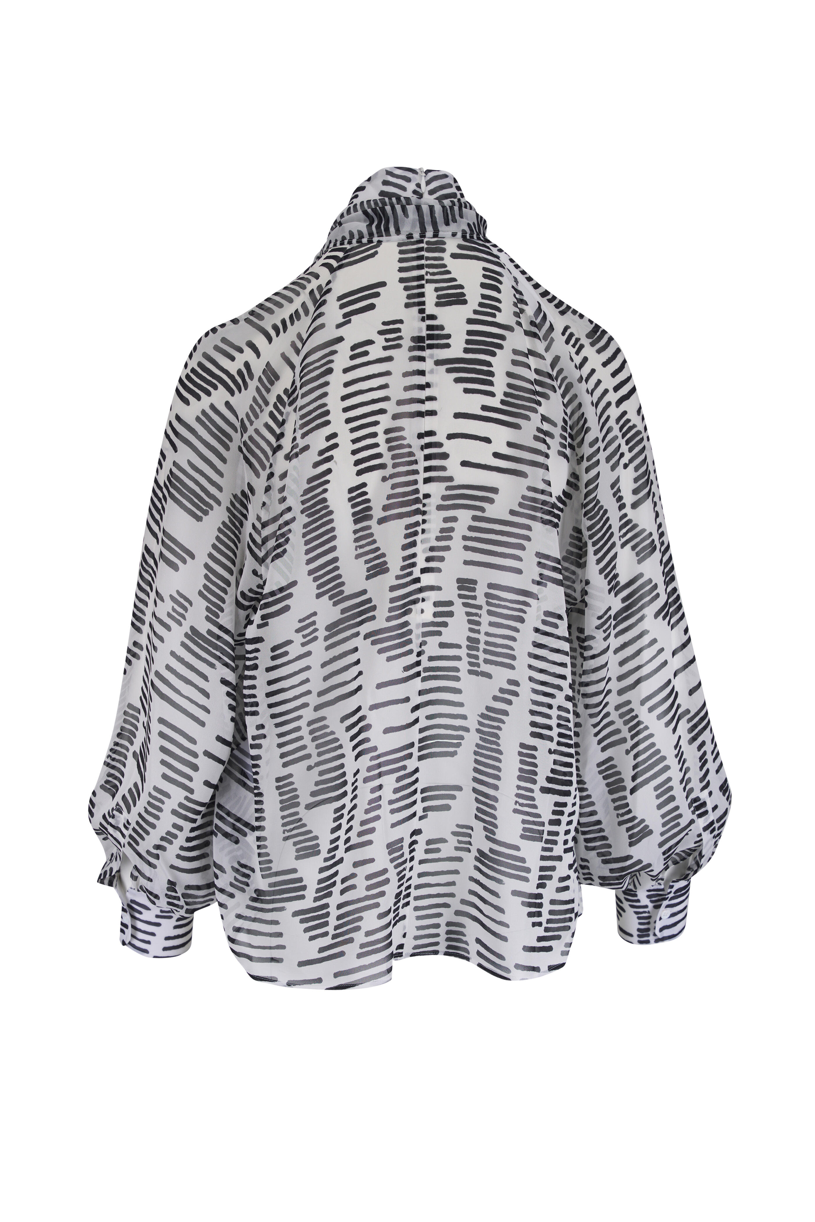 Akris - Dance Movements Black & White Silk Blouse - view 3