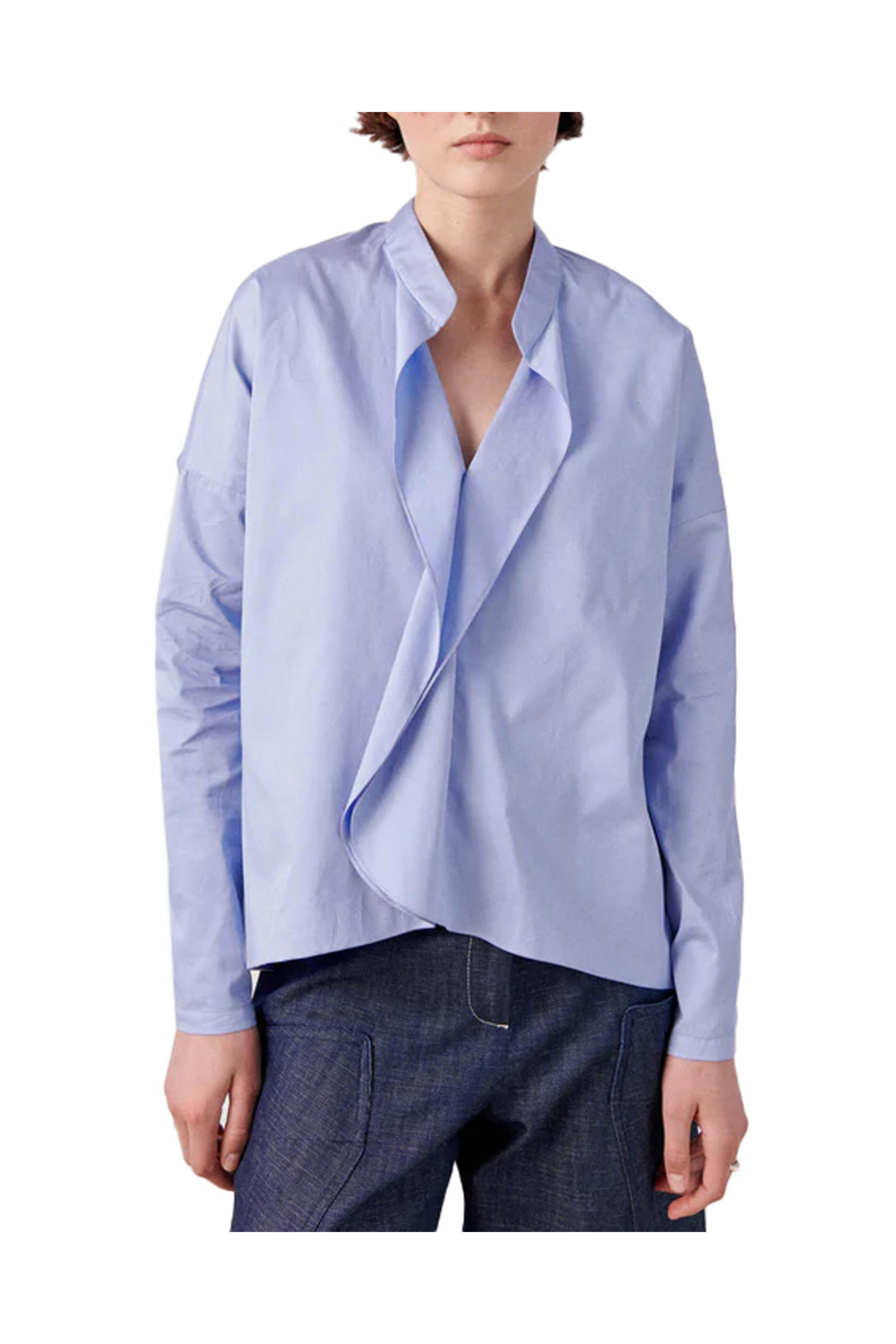 Zero + Maria Cornejo - Chambray Blue Cotton Long Sleeve Fin Gaban Shirt