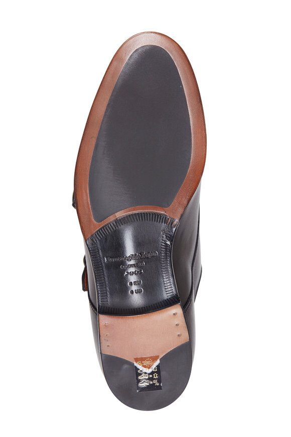 Zegna - Black Double Monk Strap Shoe