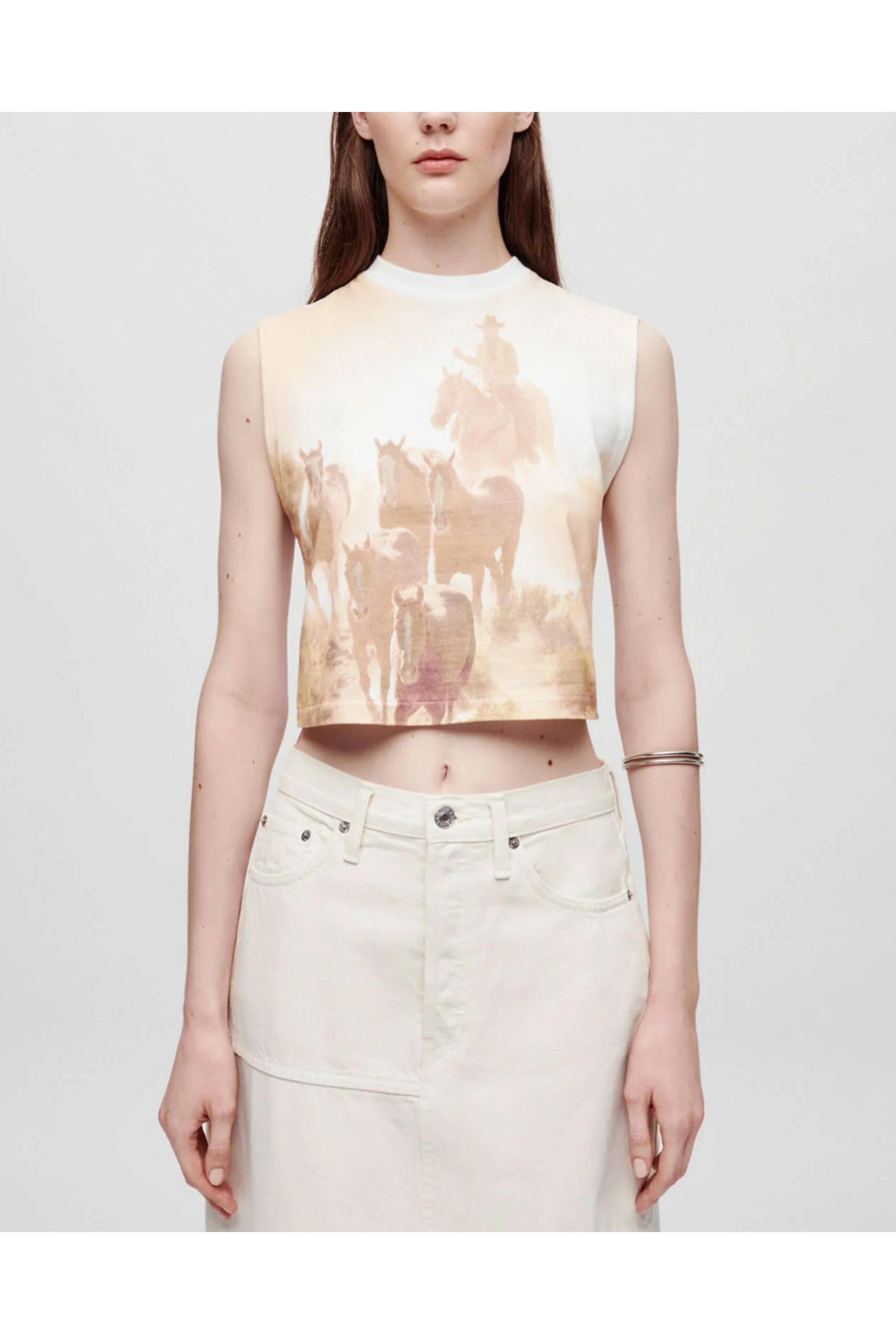 Re/Done - Baby Muscle Cowboy Tank in Optic White