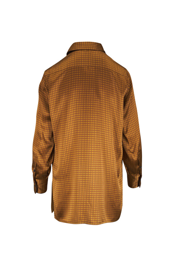Kiton Yellow Geometric Print Silk Bouse - view 6