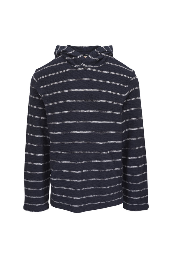 Faherty Brand Whitewater Navy Point Striped Hoodie