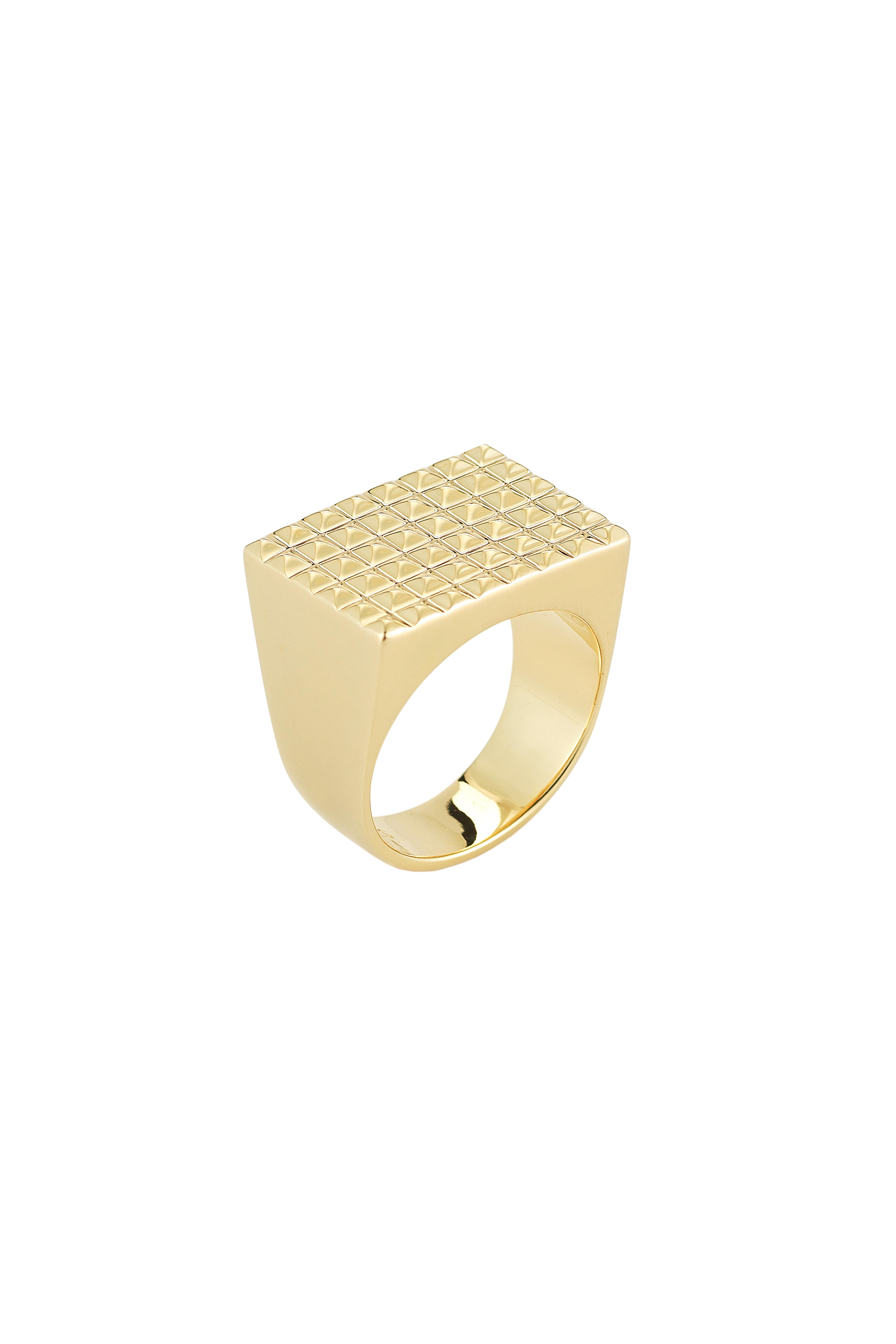 Elizabeth & James - Bauhaus Textured Gold Plate Pyramid Ring