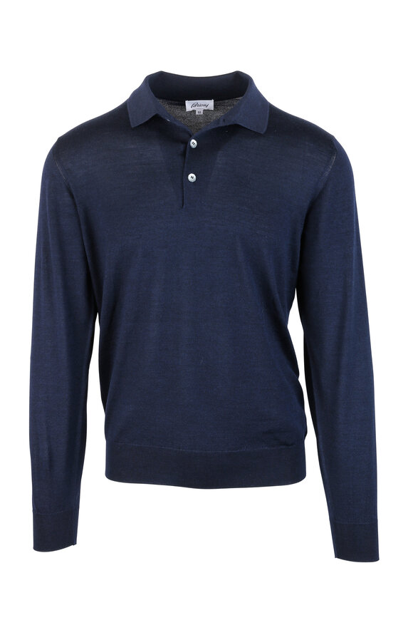 Brioni - Navy Blue Wool, Silk & Cashmere Polo 