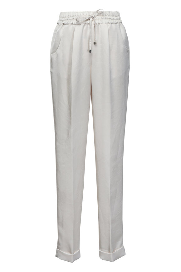 Brunello Cucinelli - Denim Blue Linen Belted Wide Leg Pant