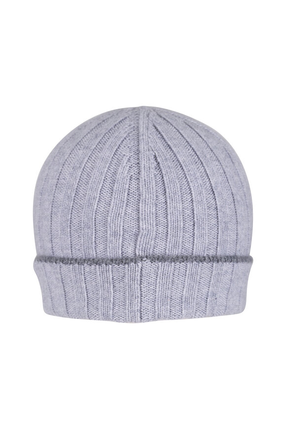 Brunello Cucinelli Gray Ribbed Cashmere Beanie - view 1