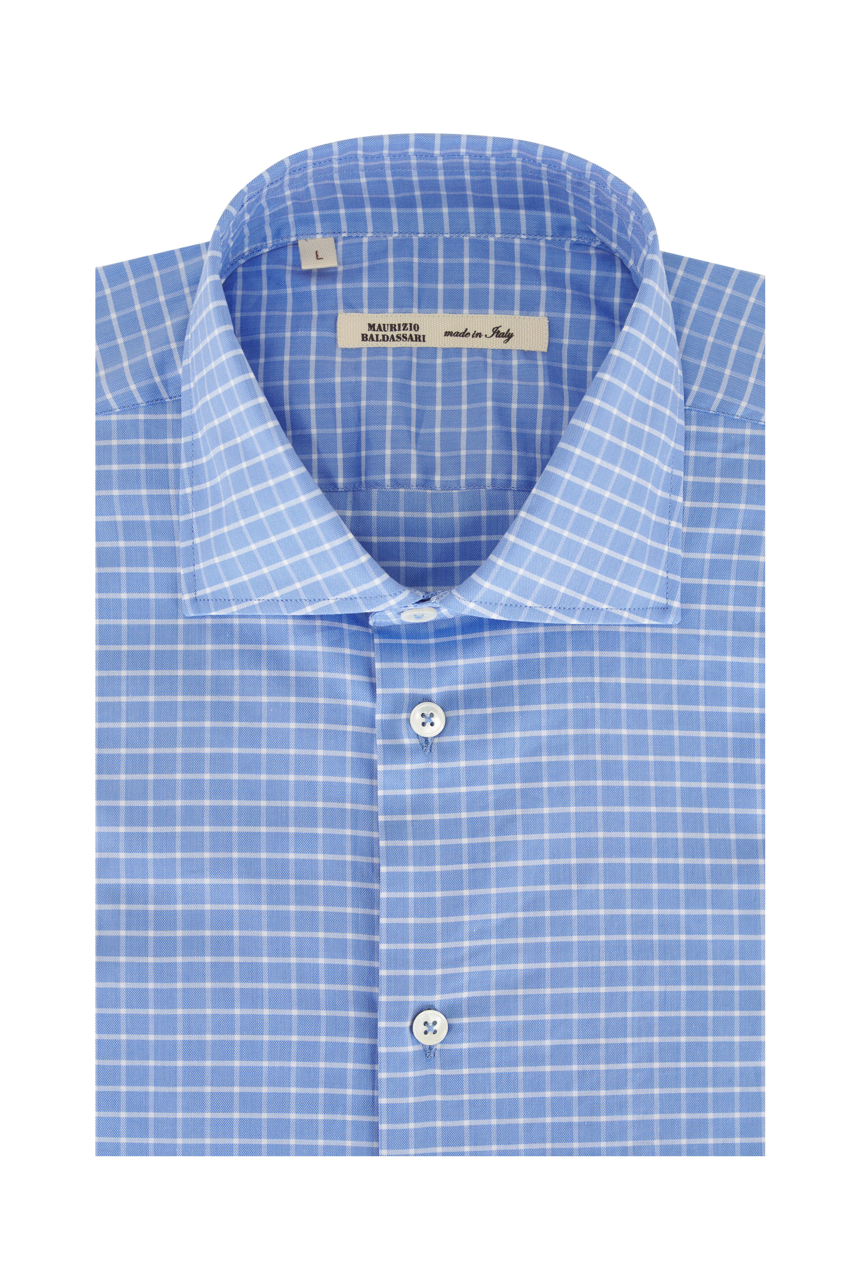 Maurizio Baldassari - Blue & White Check Cotton Sport Shirt