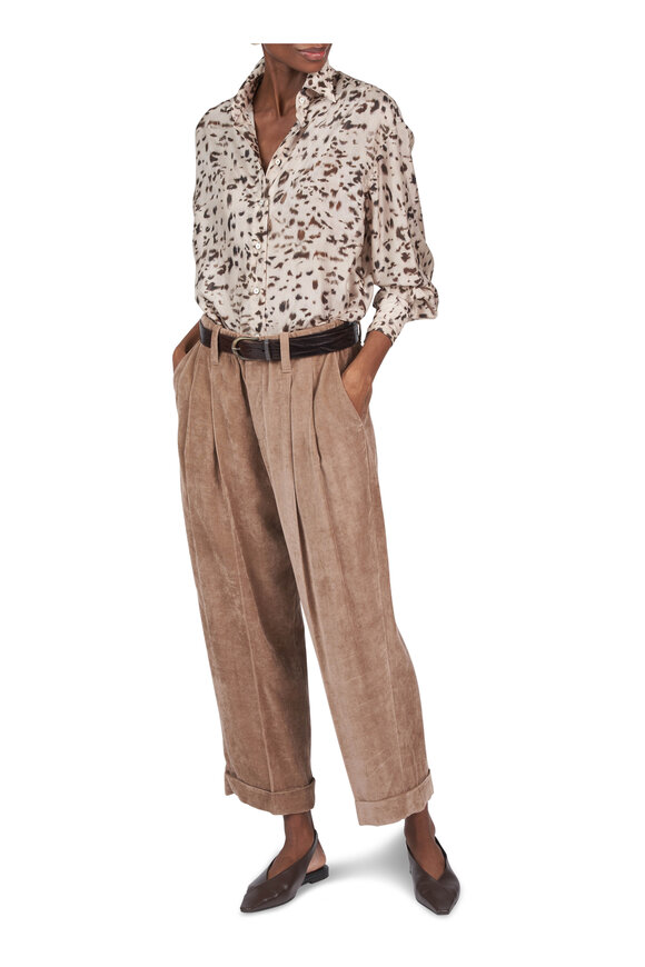 Brunello Cucinelli Cappuccino Corduroy Baggy Pant - view 3