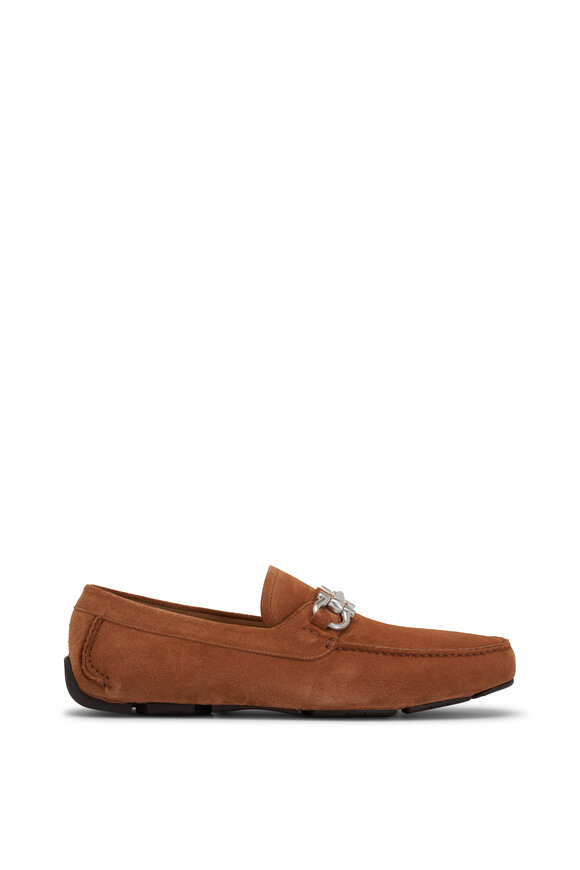 Ferragamo - Parigi Cognac Suede Gancini-Bit Driver 