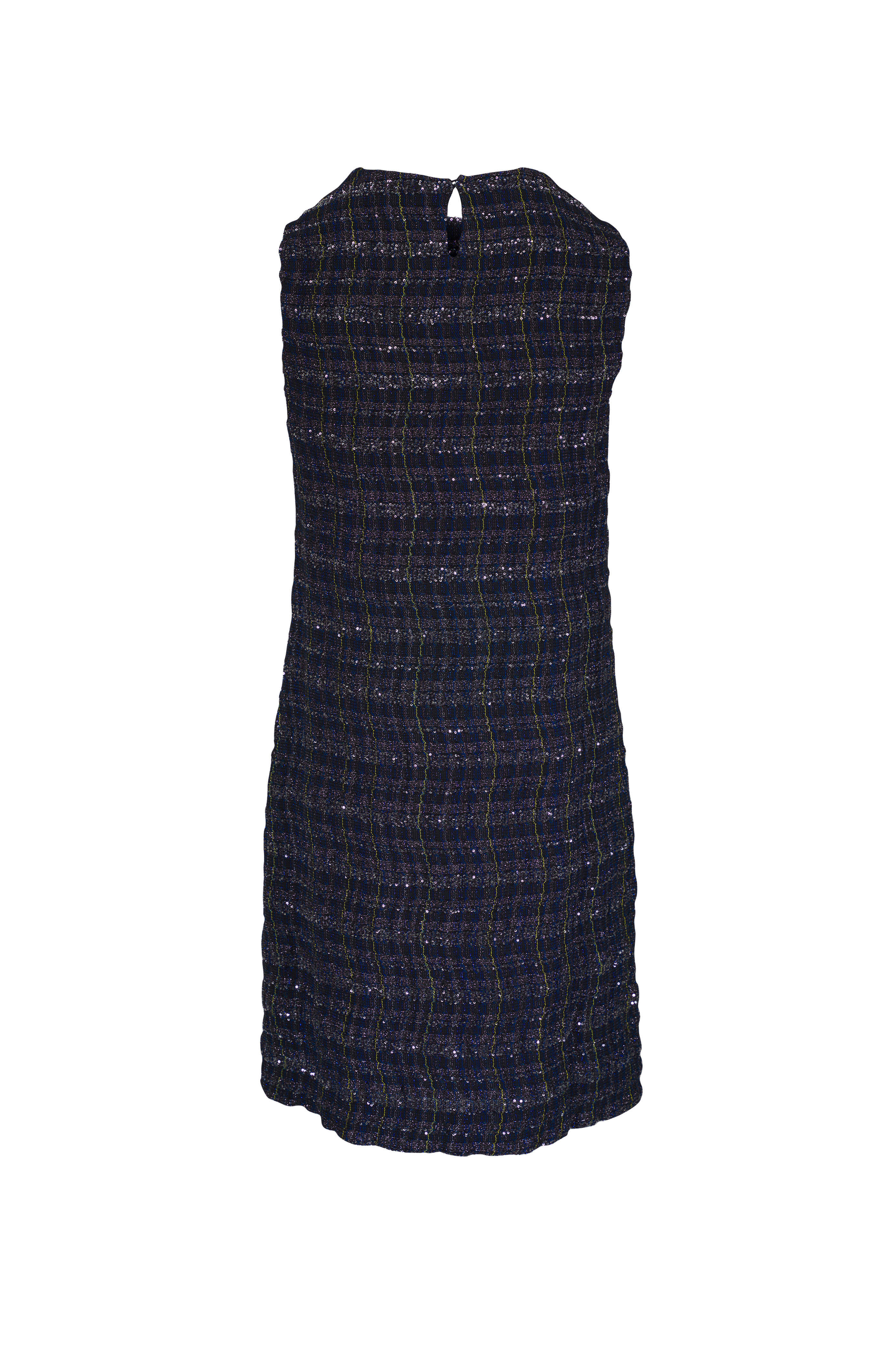 Missoni - Navy Blue Plaid Metallic Mini Dress