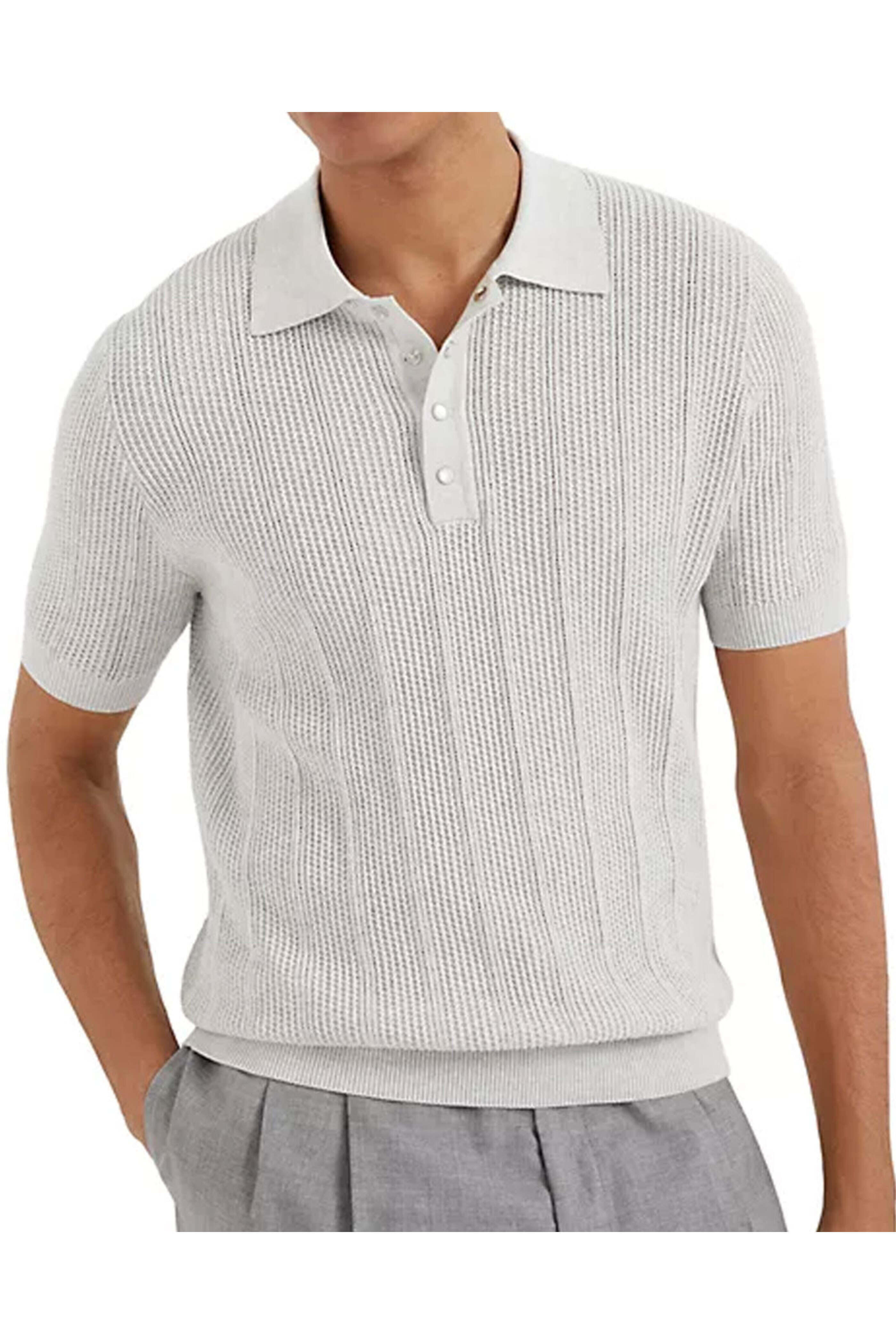 Brunello Cucinelli - Pearl Grey Knit Polo | Mitchell Stores