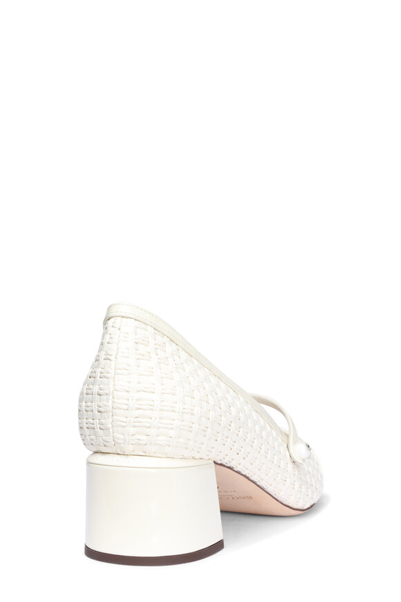 Jimmy Choo Elisa Raffia & Patent Leather Latte Pump, 45mm - view 3