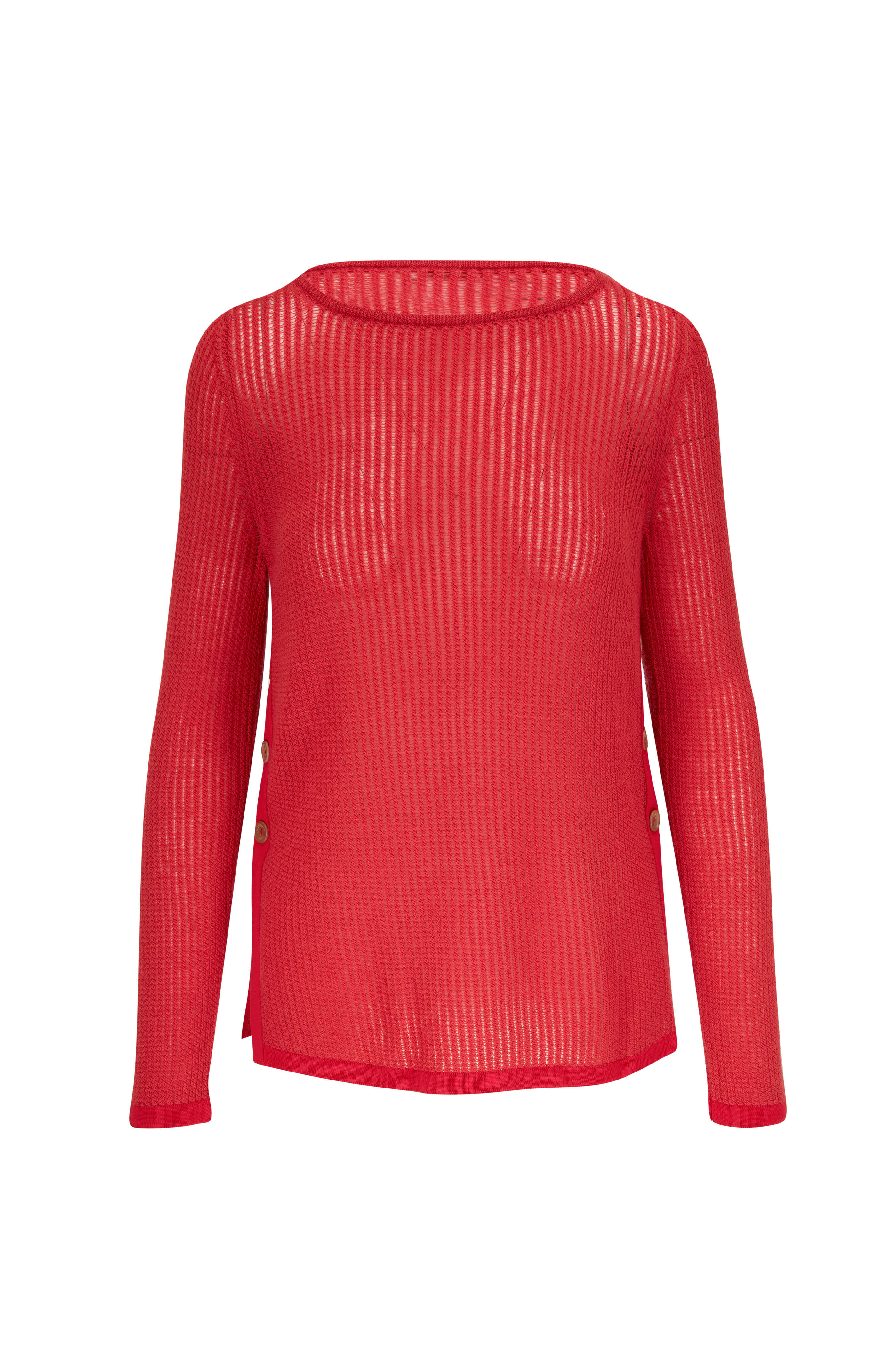 Agnona - Red Romeo Fitted Side Slit Sweater