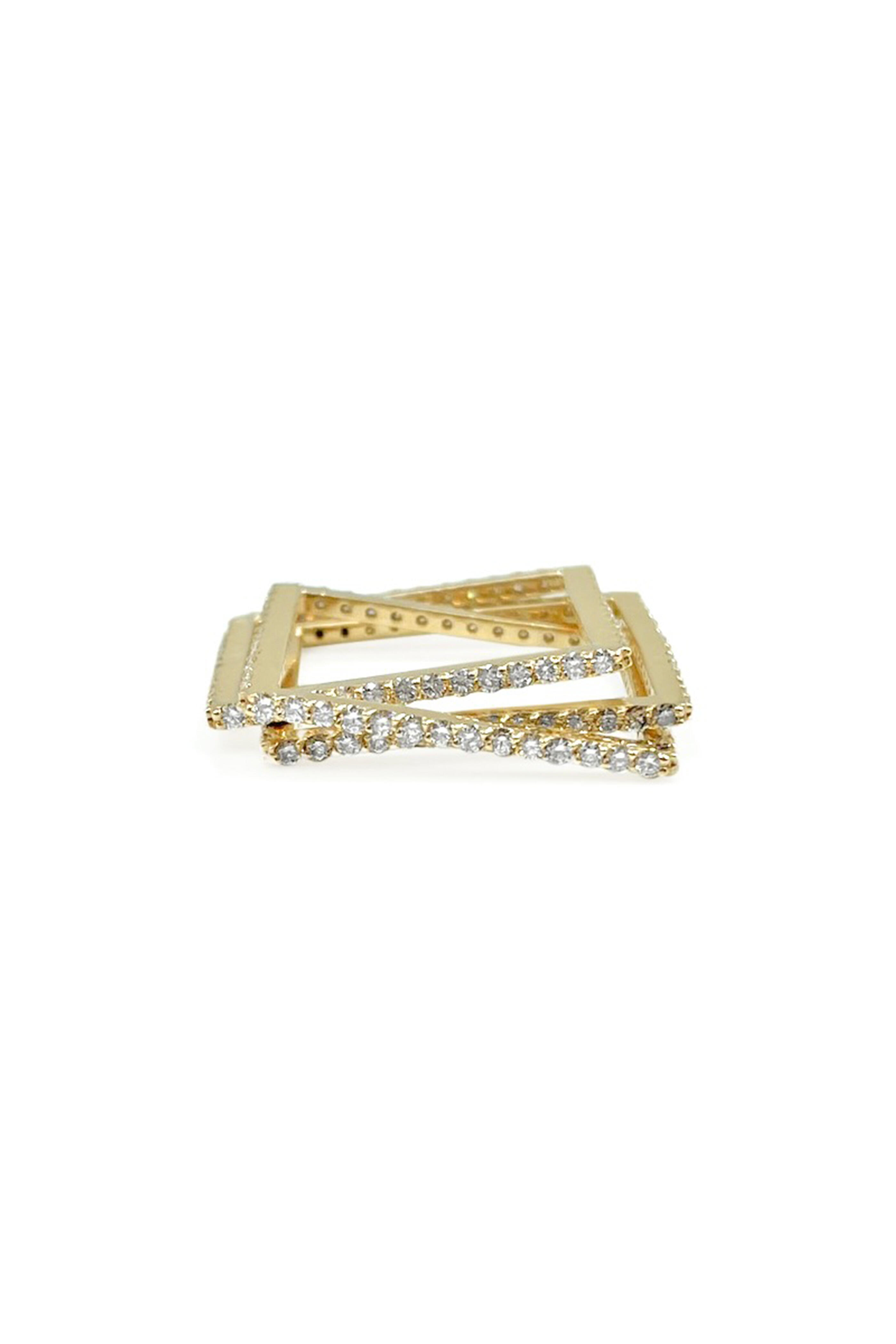Leslie Paige - 14k Yellow Gold 3 Band Puzzle Ring