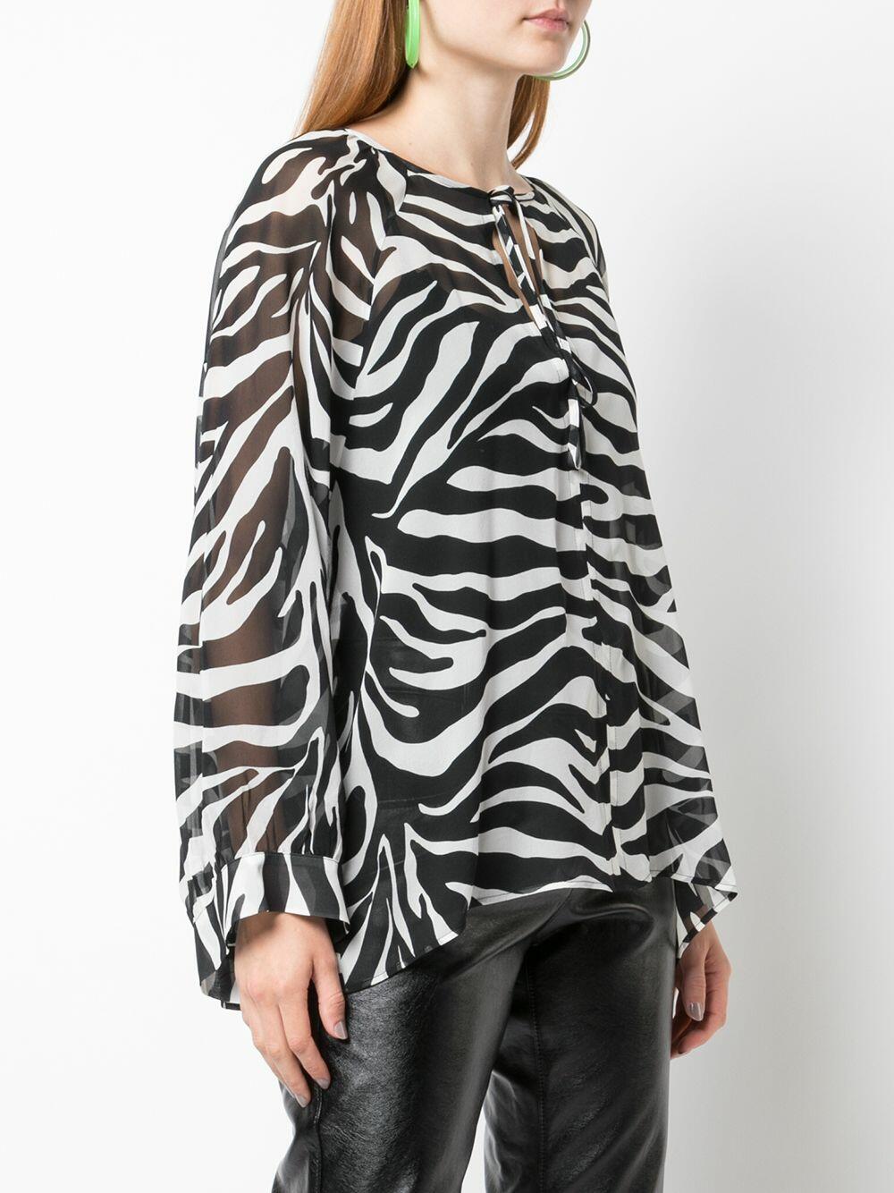 Nili Lotan - Acadia Ivory & Black Silk Tiger Blouse