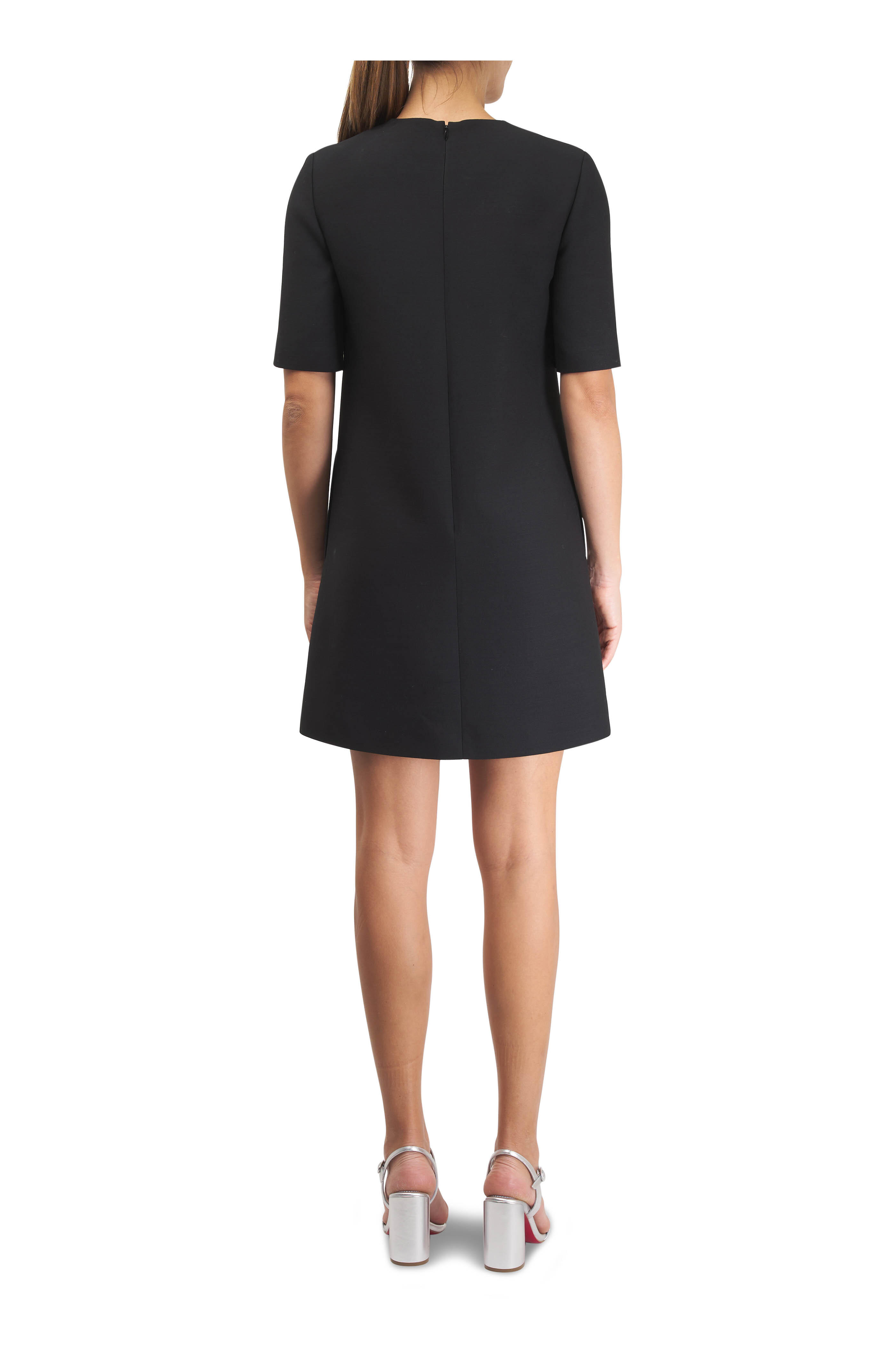 Valentino - Black & Ivory Solid Crepe Couture Mini Dress