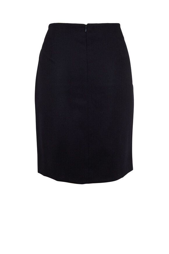 Akris - Navy Flannel Zip Pocket Pencil Skirt