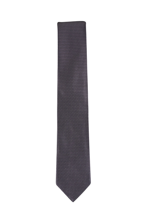 Zegna Dark Gray Silk Jacquard Necktie - view 1