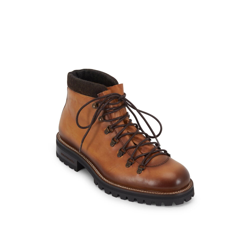 Bruno Magli - Alpino Cognac Leather Hiking Boot | Mitchell Stores