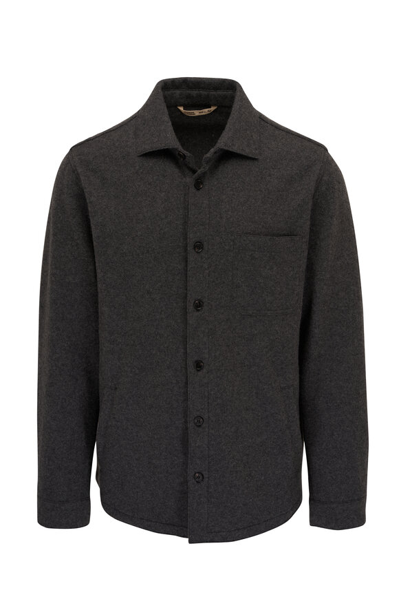 Maurizio Baldassari - Raw Edge Charcoal Cashmere Felt Overshirt