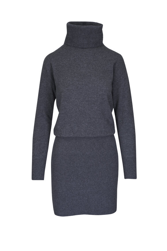 Veronica Beard Cassidy Charcoal Merino Wool Turtleneck Mini Dress