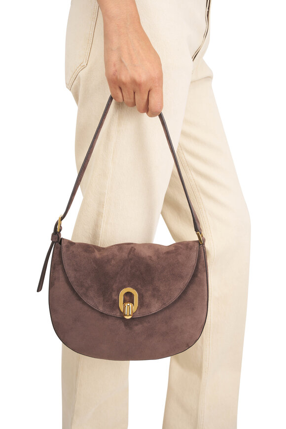 Savette Small Tondo Coffee Suede Hobo - view 2