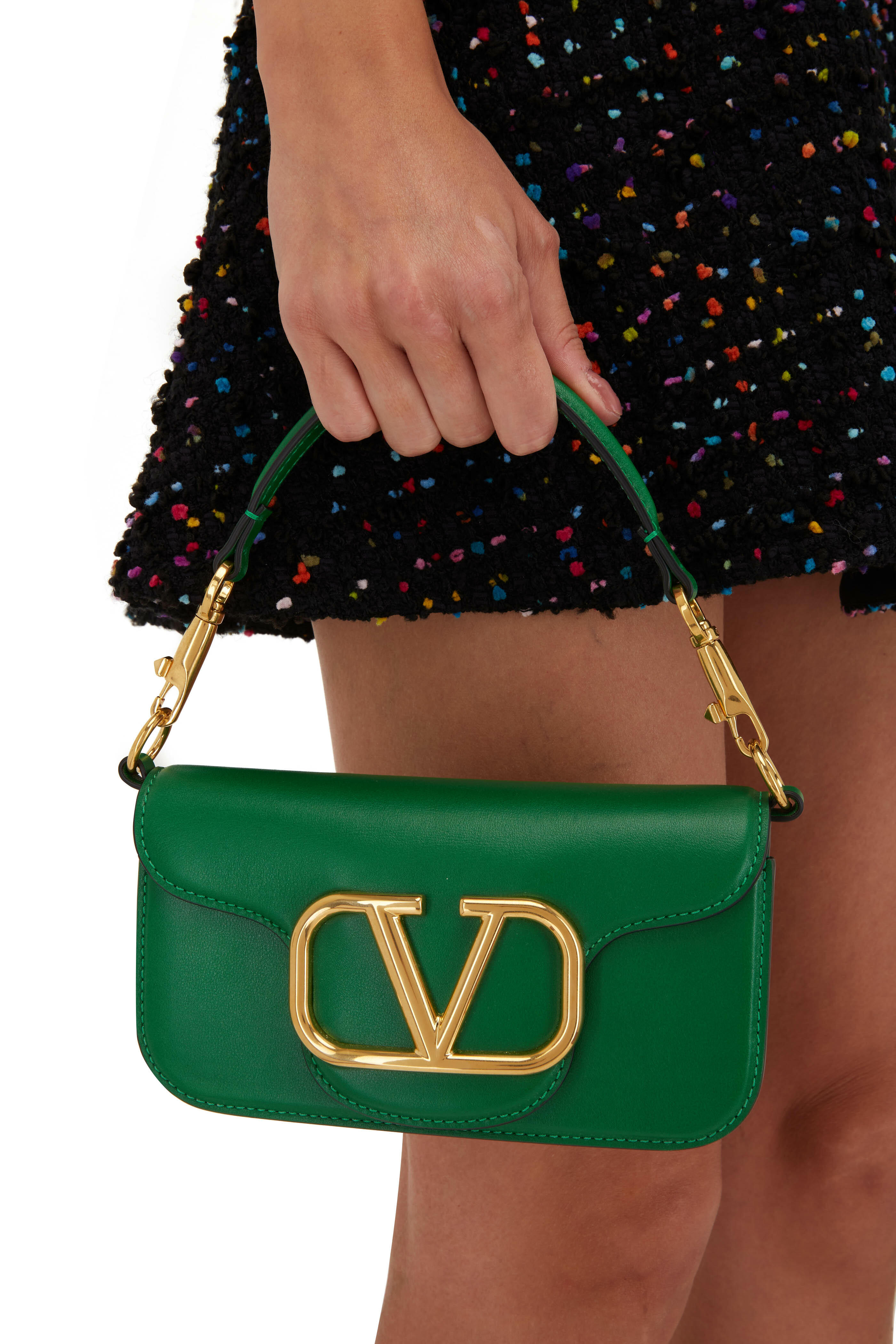 Valentino Jungle Green Leather Small VSLING Shoulder Bag