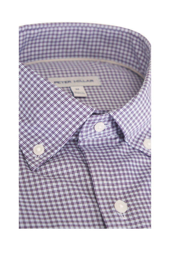 Peter Millar Crown Lite Gregory Purple Check Sport Shirt - view 2