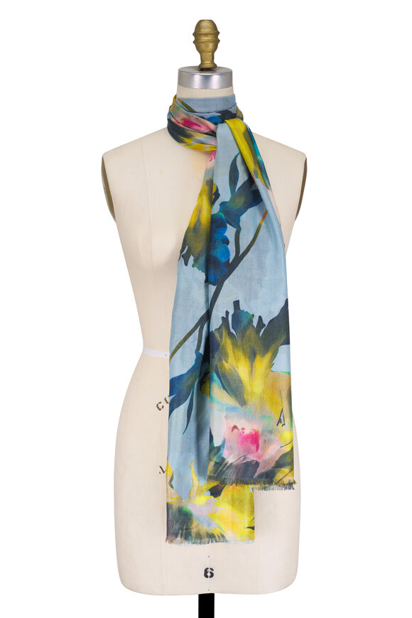 Kinross Highland Blooms Horizon Multi Print Scarf - view 1