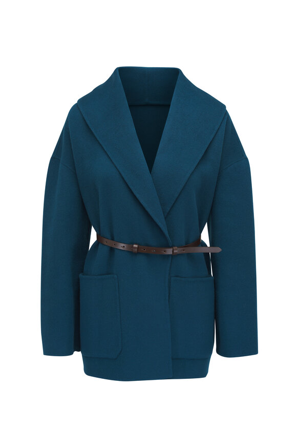 Odeeh - Dark Peacock Double-Faced Belted Jacket