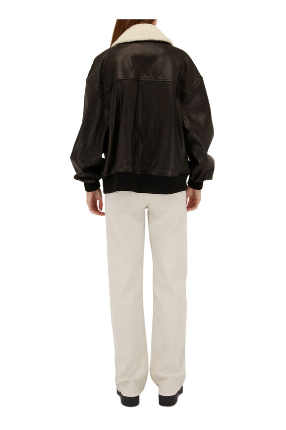Khaite - Shellar Black Leather & Shearling Jacket 