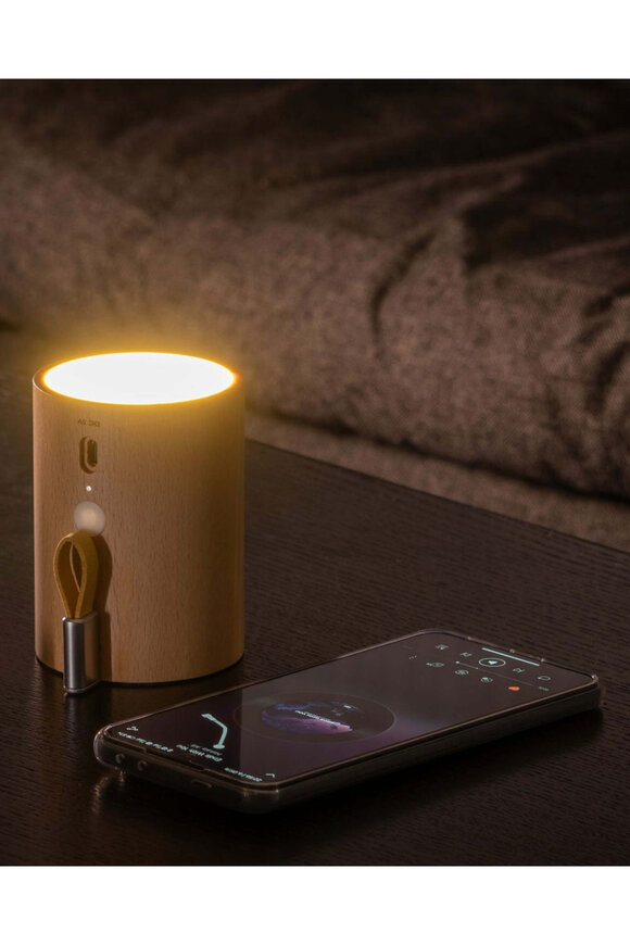 Gingko Design Drum Light Bluetooth Speaker in Natural Beech - view 2