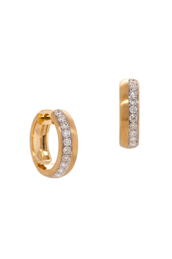 Bridget King 14k Yellow Gold Diamond Row Huggie - view 1