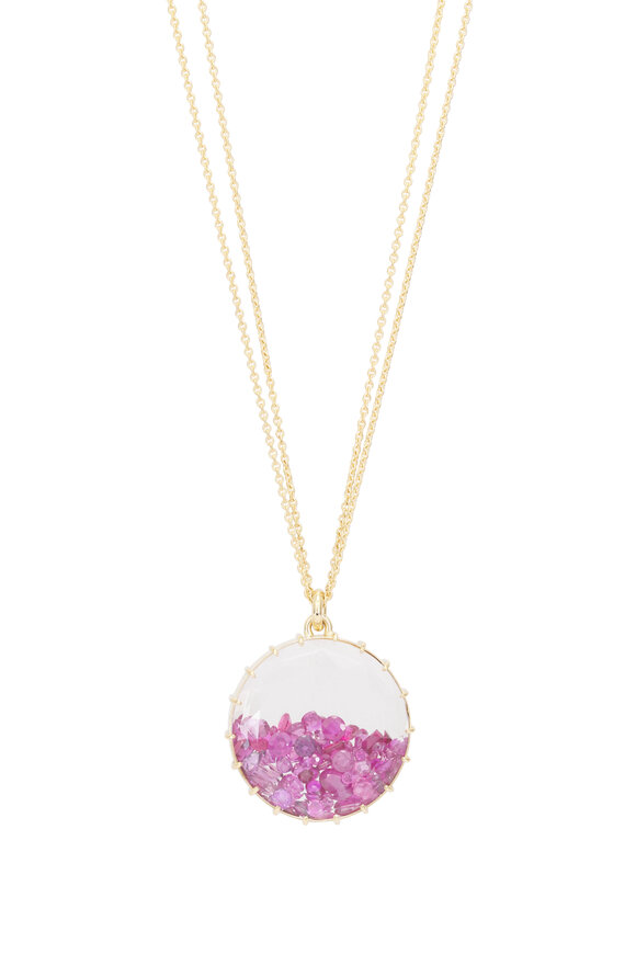 Renee Lewis 18k Yellow Gold 2 Chain Ruby Shake Necklace - view 2