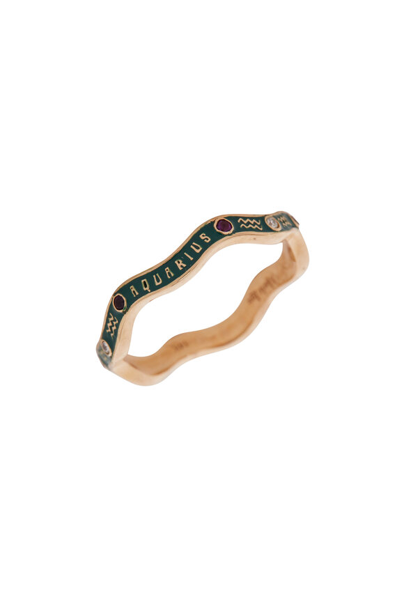 Marlo Laz - Zodiac Green Enamel Wave Ring