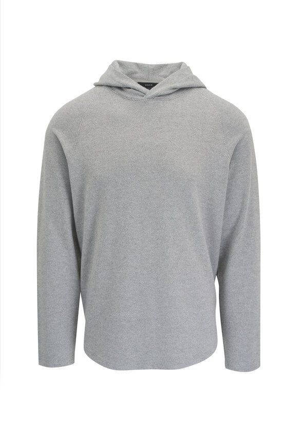 Vince Light Gray & White Broken Twill Hoodie