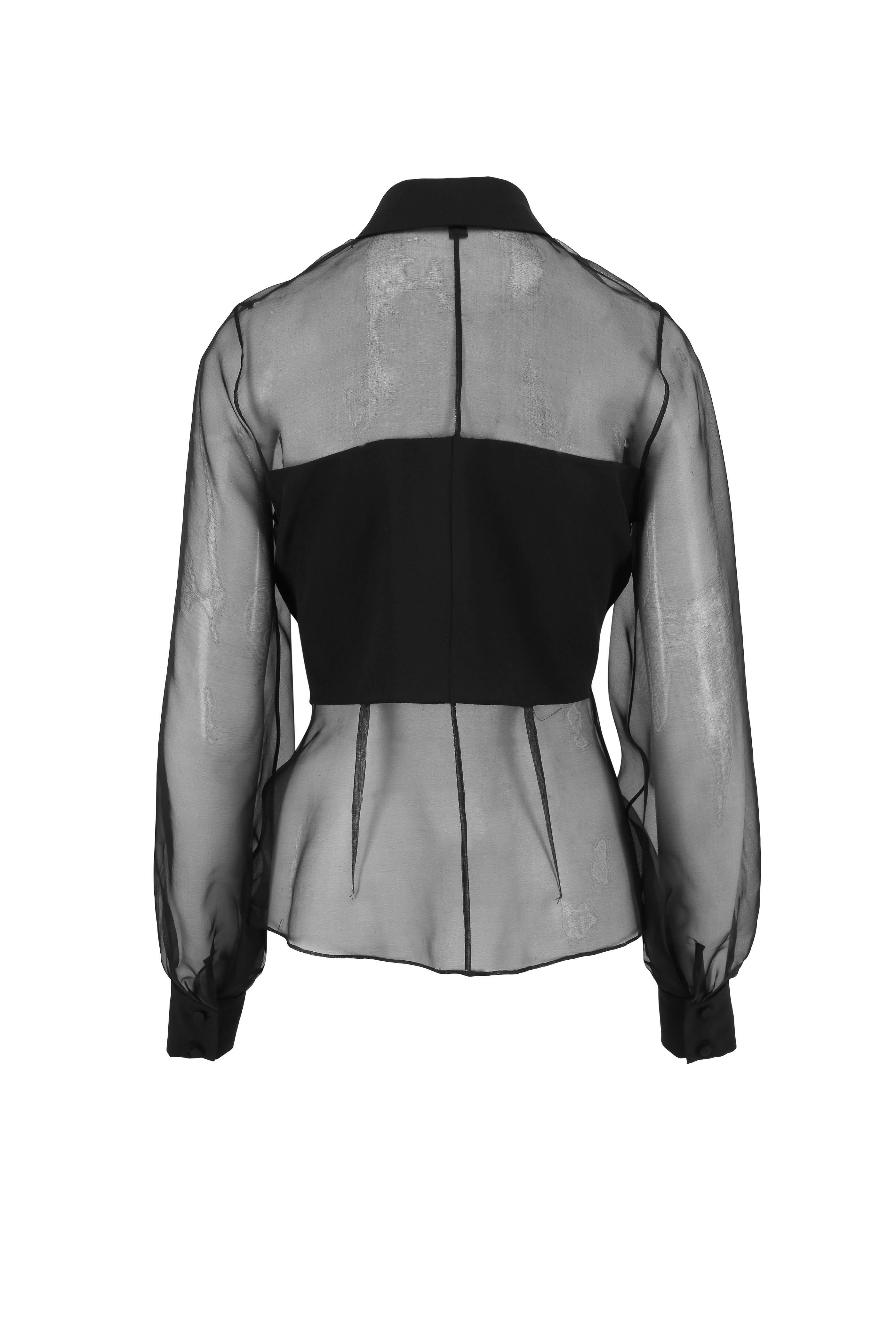 Cushnie - Black Organza Sheer Blouse