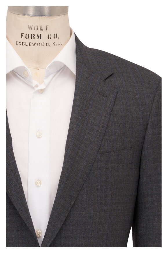 Canali Gray & Blue Worsted Wool Suit
