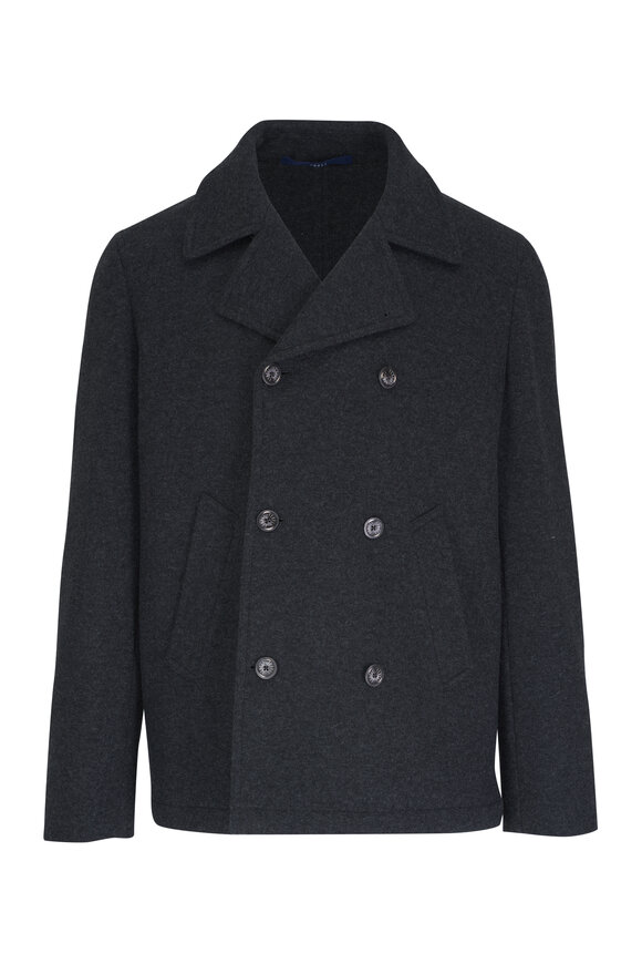 Fedeli - Double Knit Charcoal Cashmere Peacoat