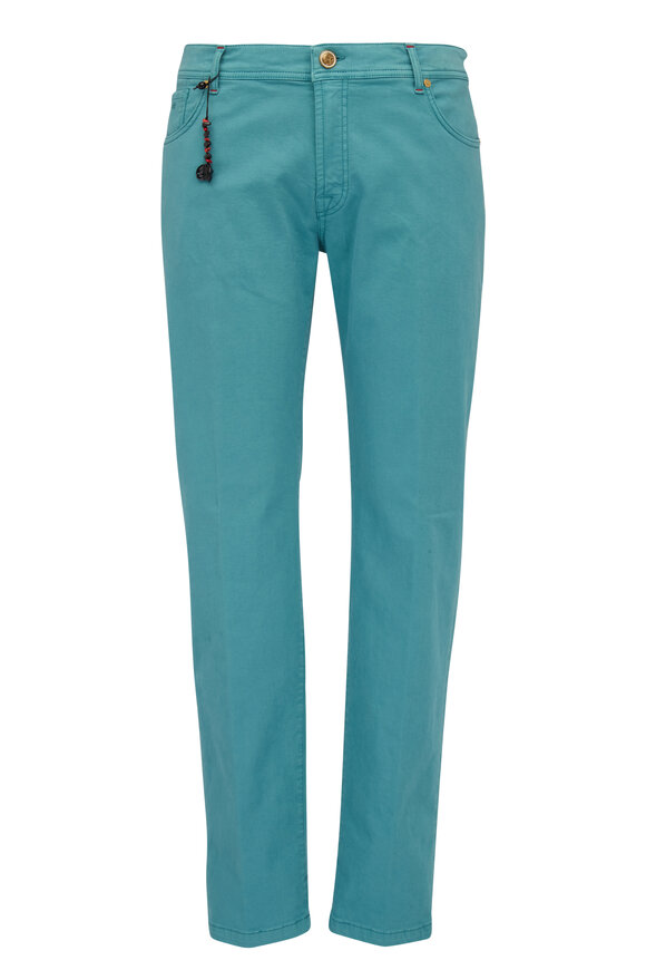 Marco Pescarolo - Teal Denim Five Pocket Pant