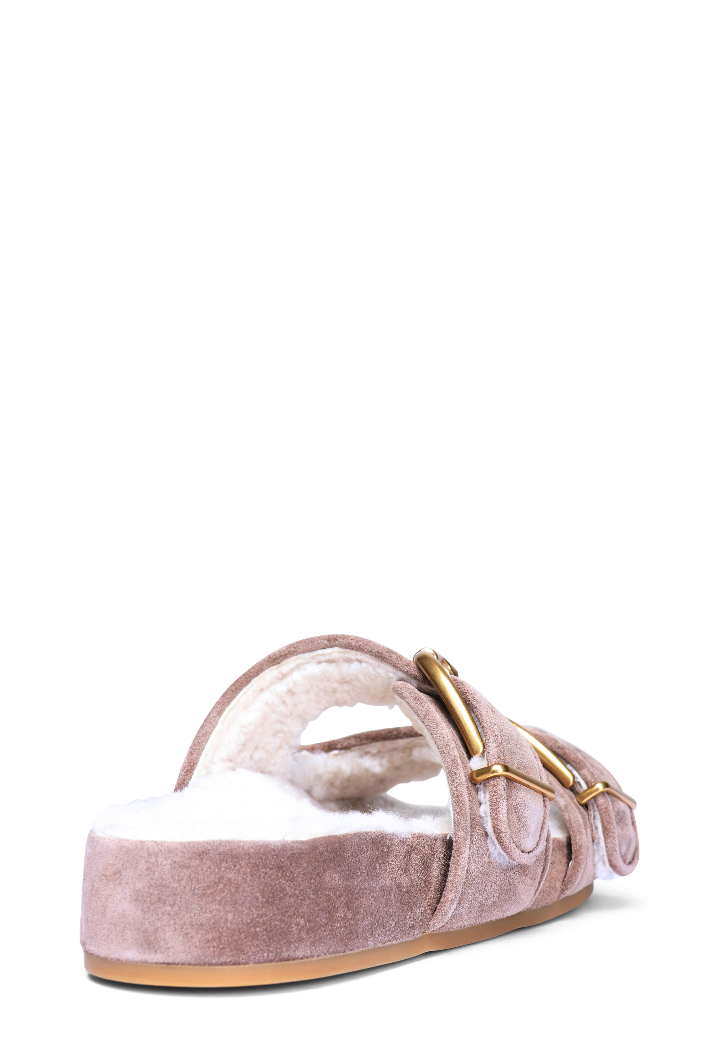 Veronica Beard - Pure Shearling Beige Buckle Slide